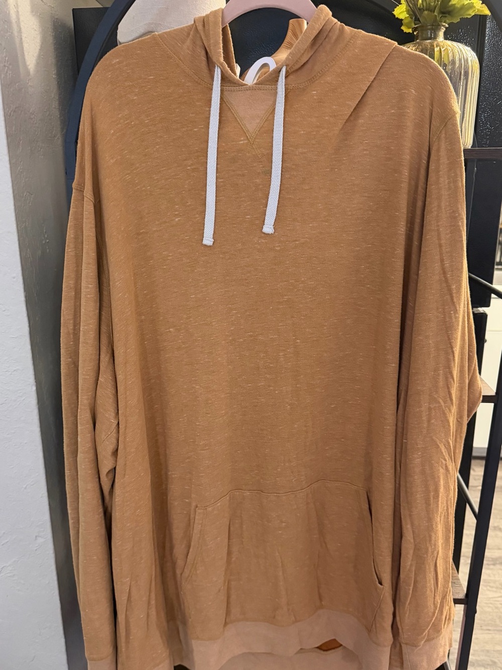 Sonoma Men's Hooded Pullover in Caramel Tan with White Drawstrings